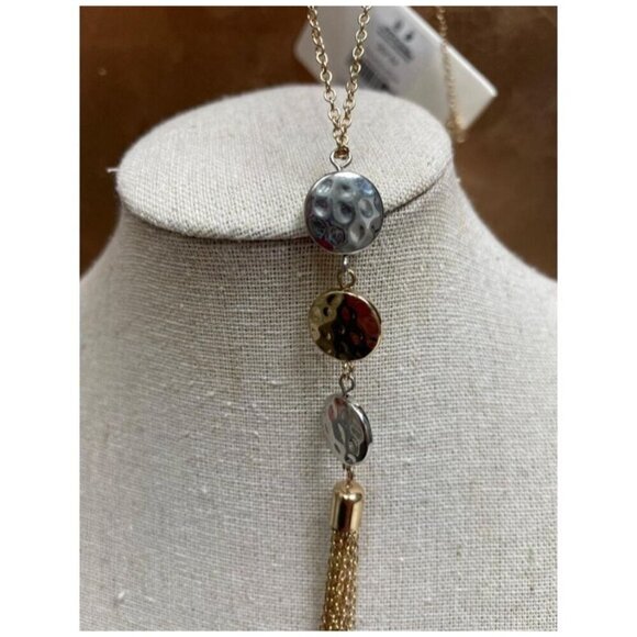 Banana Republic‎ Gold Chain Necklace With Multicolor Beads & Tassel NEW - Picture 3 of 4